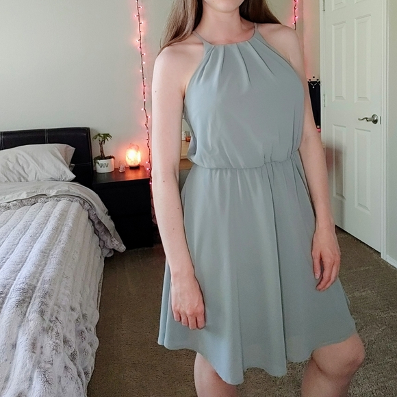 miami Dresses & Skirts - Francesca's sage green pleated high neck dress